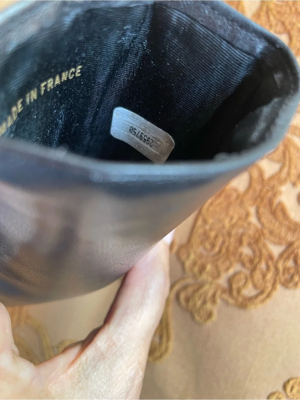 Chanel Black Leather Sunglasses Case with Logo, and Chanel mirror